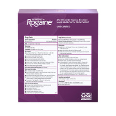 Rogaine mujer aplicando solución en cuero cabelludo para promover cabello más grueso