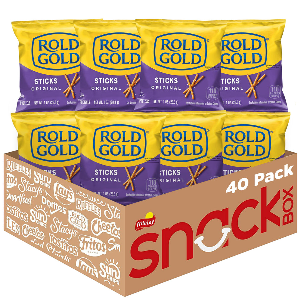 Rold Gold paquete frontal mostrando 40 bolsas para almacenamiento práctico