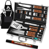 ROMANTICIST aluminum case front view showing organized grill tools and travel protection