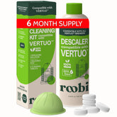 Roobi frontal del paquete compatible Vertuo mostrando contenido y beneficios