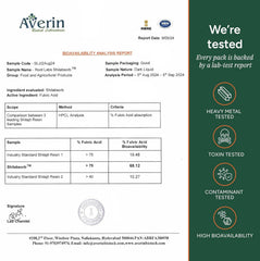 Etiqueta ROOT LABS con certificado COA visible y datos de pruebas de pureza