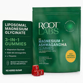 Root Labs gomitas frontales mostrando envase y beneficios nocturnos