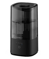 ROSEKM humidificador frontal negro mostrando diseño compacto y elegante