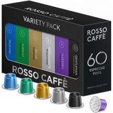 ROSSO CAFFÈ envase frontal del pack de 60 cápsulas mostrando la marca y variedad