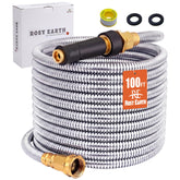 Rosy Earth manguera frontal 100 FT mostrando longitud y acabado resistente