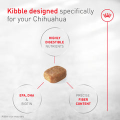 ROYAL CANIN croqueta en primer plano, tamaño y forma adaptada
