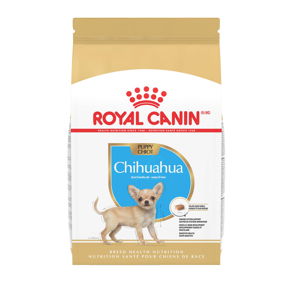 ROYAL CANIN envase frontal Chihuahua Puppy mostrando información clave y beneficio nutricional