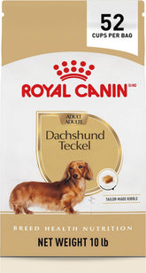 ROYAL CANIN paquete frontal mostrando fórmula para Dachshund y confianza nutricional