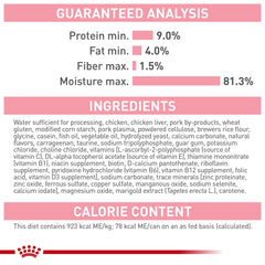 ROYAL CANIN can with spoon portion served, demonstrating convenient feeding size