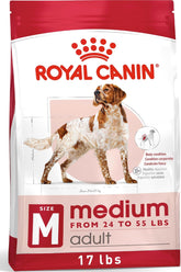 ROYAL CANIN paquete frontal mostrando diseño y peso 17 lb, beneficio: fórmula específica