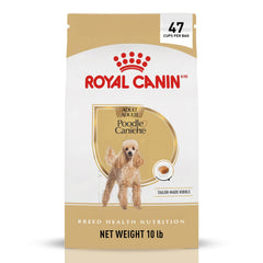 ROYAL CANIN bolsa frontal que muestra la fórmula Poodle y conveniencia