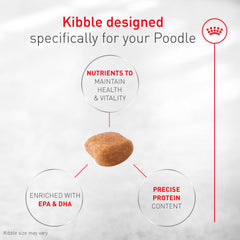 ROYAL CANIN primer plano de croqueta adaptada al hocico del Poodle