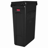 Rubbermaid Commercial vista frontal del cubo negro, forma ahorradora de espacio