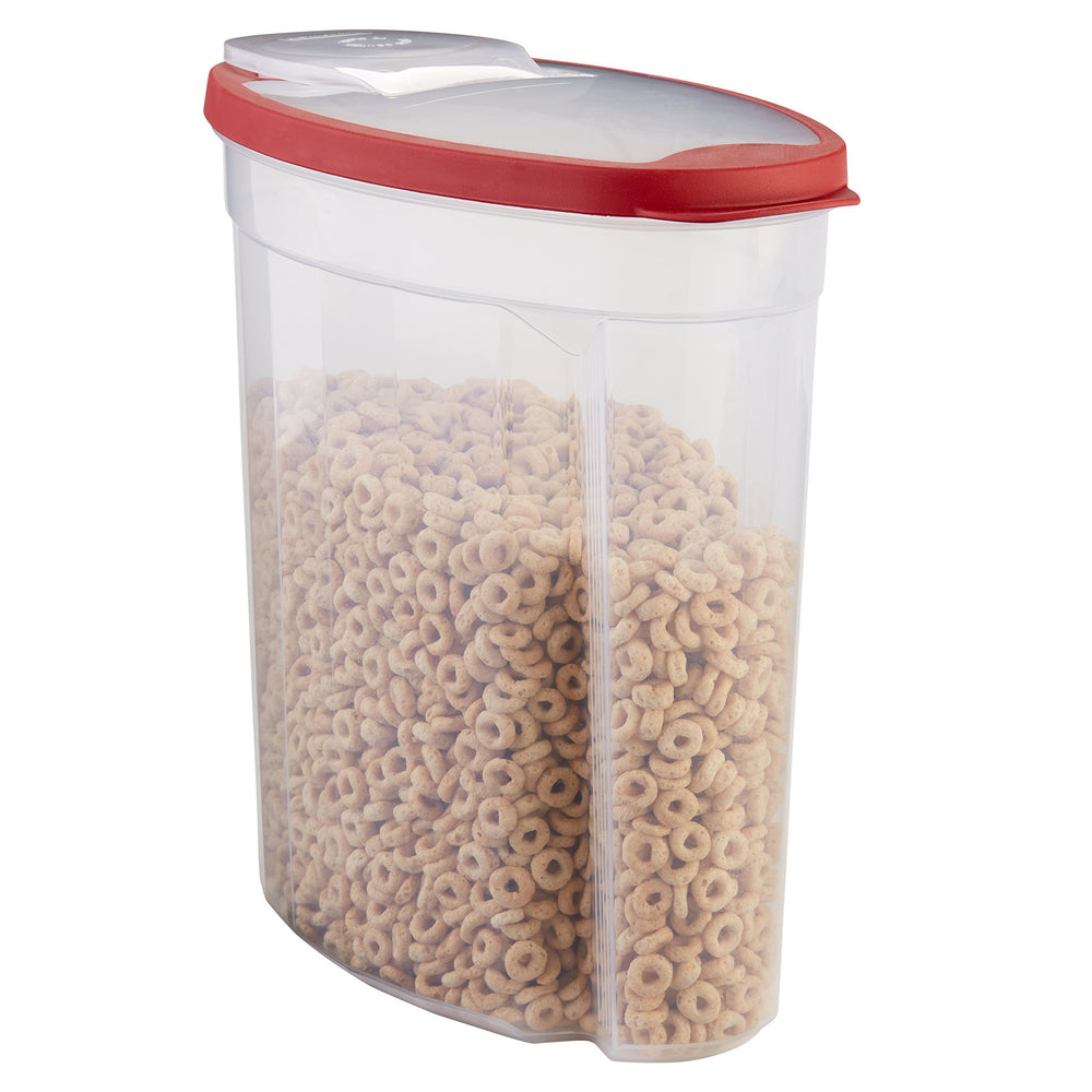 Rubbermaid envase frontal transparente con tapa roja mantiene alimentos visibles y frescos