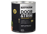 Rust-Oleum frente de la cubeta mostrando color negro satinado y durabilidad
