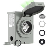RVMATE inlet box front view showing NEMA SS2-50P face and easy access