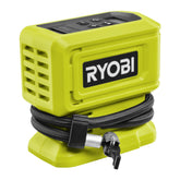 RYOBI inflador RPI18 frontal mostrando diseño compacto y portabilidad