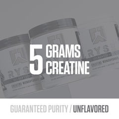 Detalle de textura del polvo RYSE Creatine Monohydrate que evidencia pureza y micronizado