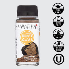 Sabatino Truffle Zest espolvoreado sobre pasta, realza el aroma y presentación