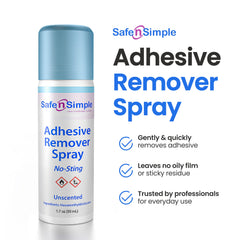 Safe n' Simple spray en acción despegando adhesivo con mínima fricción