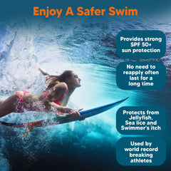SAFE SEA en uso en la playa con persona disfrutando mar y protección