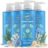 Safeguard envases frontales pack de 4 mostrando frasco y aroma Ocean Breeze