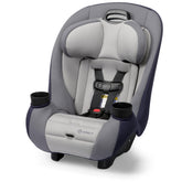 Safety 1st vista frontal del asiento Ellaris mostrando diseño slim y color London Blue, máxima compatibilidad