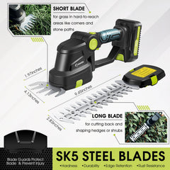 Saker short blade detail showing compact teeth for clean grass and edge cutting