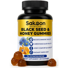 Sakoon nutrition envase frontal mostrando 60 gomitas halal y beneficios