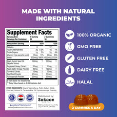 Sakoon nutrition etiqueta con ingredientes: miel, ACV y aceite de semilla negra