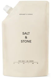 Salt & Stone frente del empaque mostrando botella y etiqueta elegante, transmite calidad