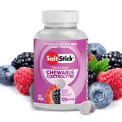 SaltStick envase frontal mostrando las 120 tabletas y beneficio portabilidad