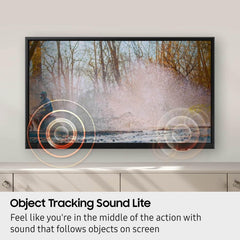 Samsung televisor primer plano del marco fino que minimiza distracciones visuales