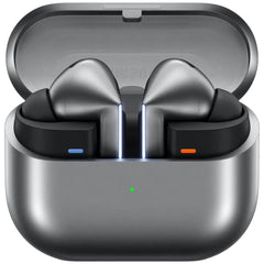 Samsung Galaxy Buds3 Pro vista frontal, diseño cómodo y sonido claro
