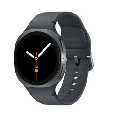 Samsung Galaxy Watch8 vista frontal en Graphite mostrando diseño minimalista y comodidad