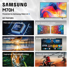 Samsung M70H en salón con consola demostrando fluidez en juegos