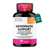 Sandhu's frasco frente mostrando etiqueta clara y beneficio menopausia