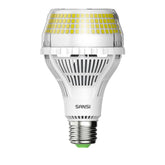 SANSI bombilla frontal mostrando diseño y beneficio de luz brillante