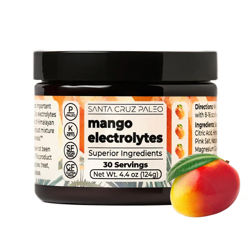 Santa Cruz Paleo frente del empaque mostrando sabor Mango y limpieza de ingredientes