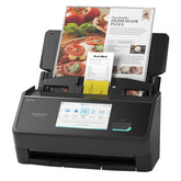 ScanSnap iX2500 vista frontal mostrando diseño elegante y rápido escaneo