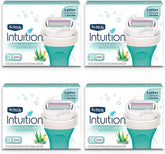 Schick Intuition recambios frontal pack mostrando cartuchos y beneficio hidratante