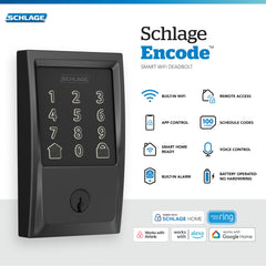 Schlage Encode detalle de pantalla táctil resistente mostrando facilidad de uso