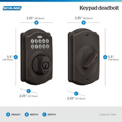 SCHLAGE vista lateral del cilindro y escudo metálico para mayor resistencia física y durabilidad