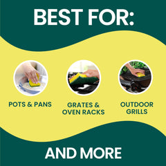 Scotch-Brite sponge scrubbing grill grates demonstrating tough grease removal