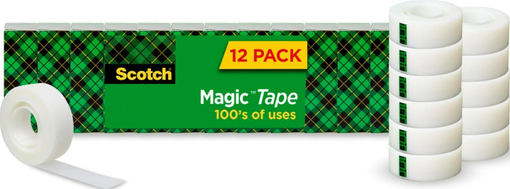 Scotch pack of twelve rolls front view showing label and quantity benefit