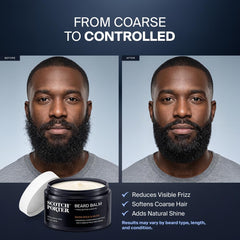 Scotch Porter comparación antes y después con barba más suave y manejable