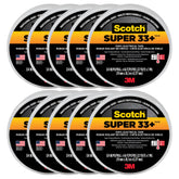 Scotch Super 33+ vista frontal del rollo mostrando tamaño y color negro, durabilidad visible