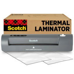 Scotch TL901X vista frontal mostrando controles y bandeja, facilita uso rápido