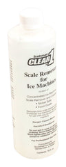 Scotsman frasco de limpieza Clear1 16 oz mostrando etiqueta y facilidad de uso