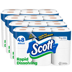 Scott paquete delantero mostrando 48 rollos y ahorro por volumen
